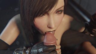 Tifa Lockhart Blowjob and Facial Goth Black Lipstick Topless